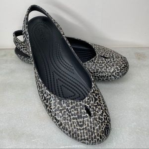 CROCS flats animal print gray size 10